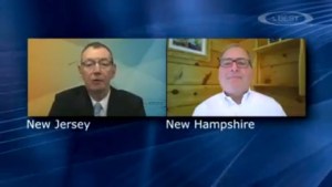 On the left, John Weber of A.M. BestTV. On the right, Bernie Heinze of AAMGA.